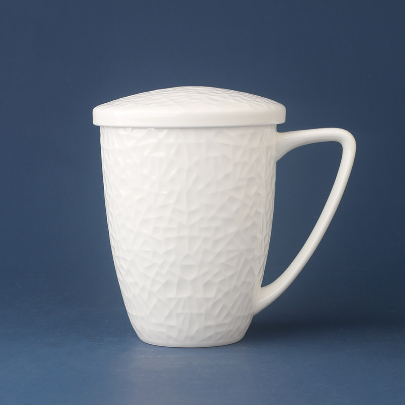 热销白色骨瓷杯_骨瓷马克杯带盖子杯子白色骨瓷杯陶瓷咖啡杯家用茶杯