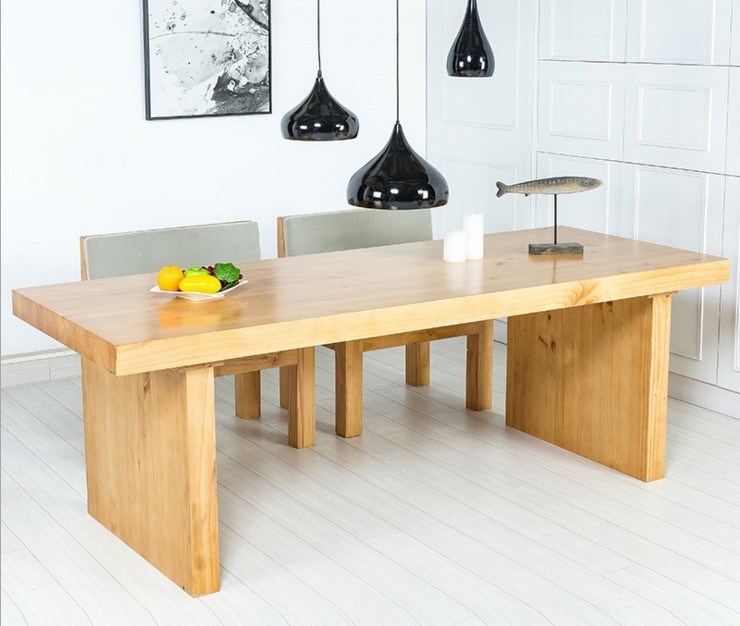 原木长条桌_办公桌加厚长条桌超大古实木简约长桌会议桌长方形桌子