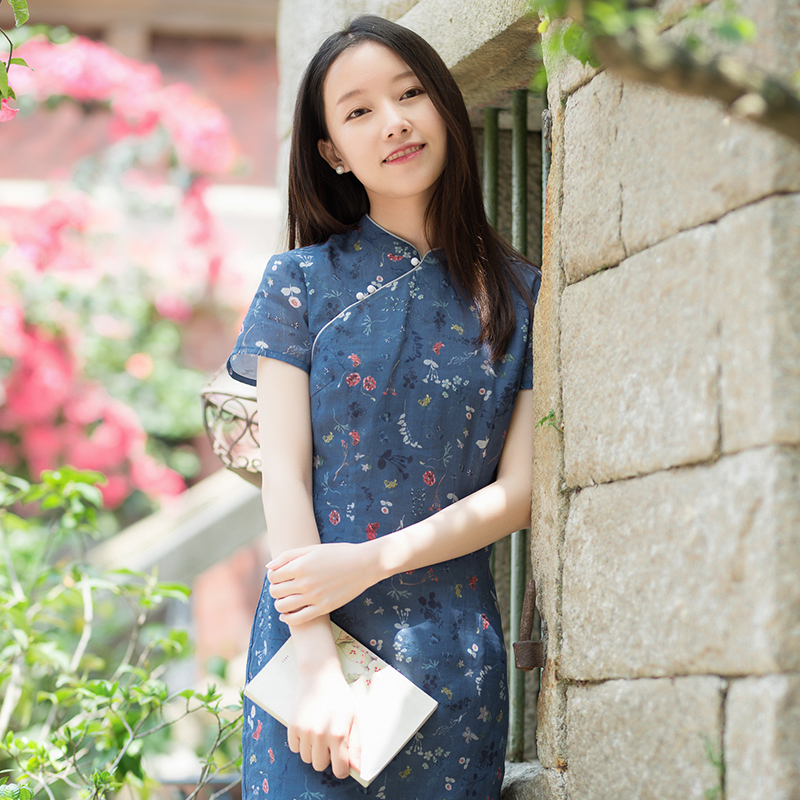 中款老上海时装版旗袍秋季2018新款女士秋中