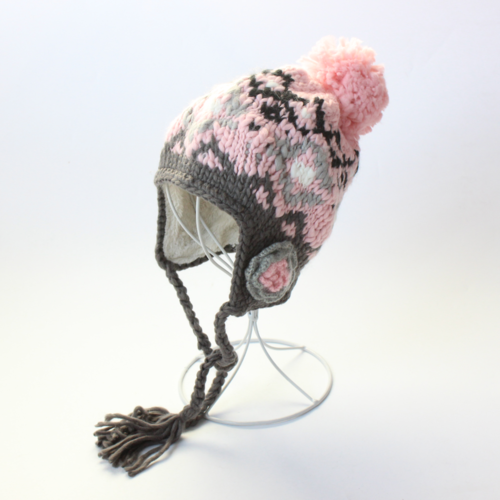 儿童帽子冬 女孩 保暖护耳_出口单秋冬女孩儿童帽子手工编织毛线帽加