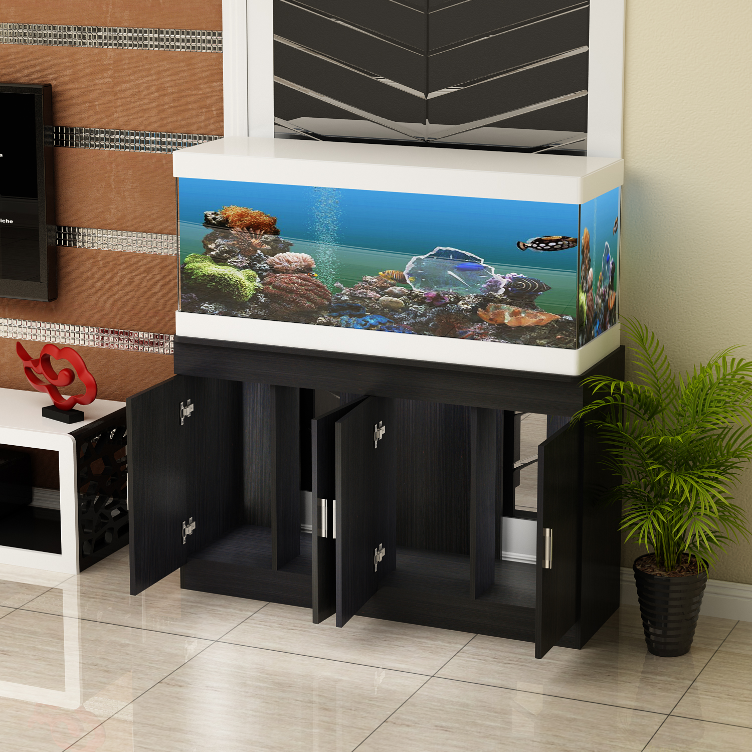 新款欧式鱼缸底柜 客厅屏风柜 超白缸底柜 水草缸底柜 欧式水族箱