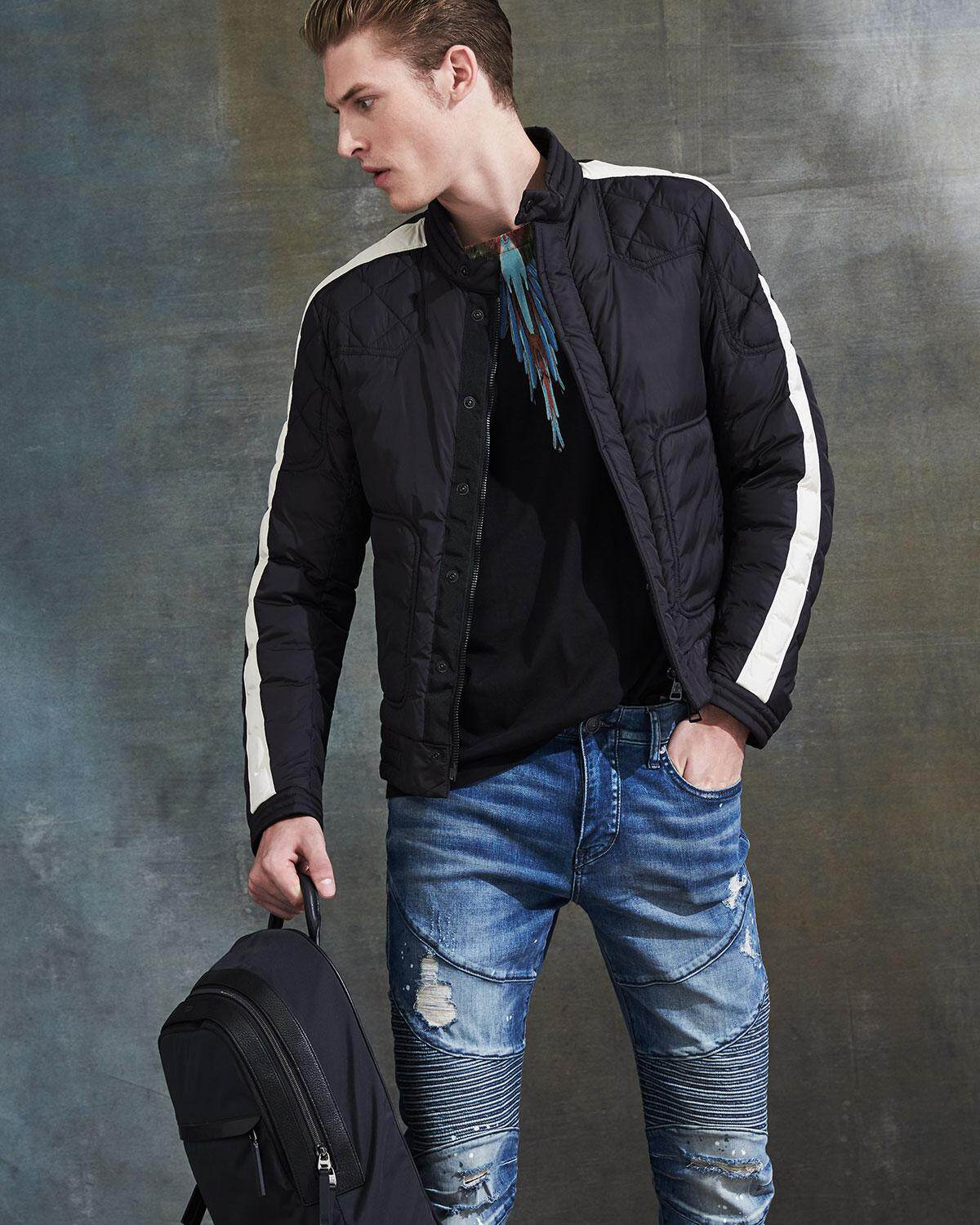 moncler 黑色男士短款黑标羽绒服 goya