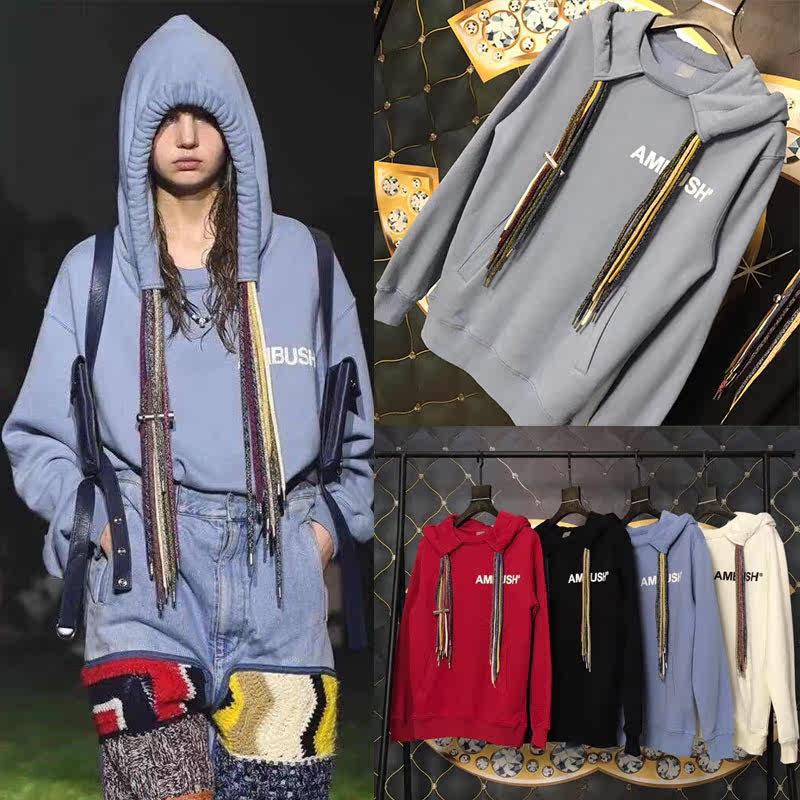 特价吴亦凡同款卫衣男_ambush2018早秋新款男女同款脏辫连帽卫衣ins超