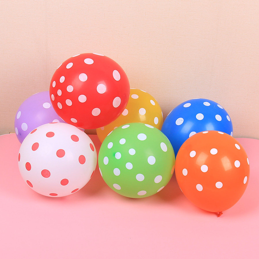 彩色气球装饰 生日派对_12寸波点彩色乳胶气球 加厚圆点气球生日派对