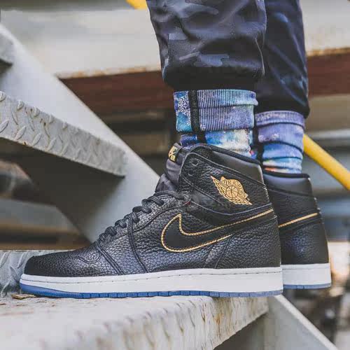 热销aj女鞋1_air jordan 1 la 篮球鞋aj1乔1洛杉矶黑金全明星男女鞋