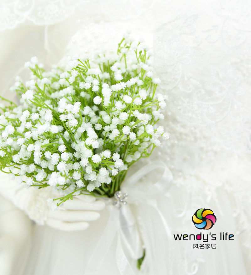 满天星花束 手捧花_仿真花绢花新娘伴娘手捧花摄影道具满天星花束