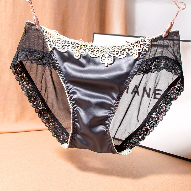 蕾丝内裤女 超薄_内裤仿绸缎 透明女土全透蕾丝镂空火辣超薄火辣女人m