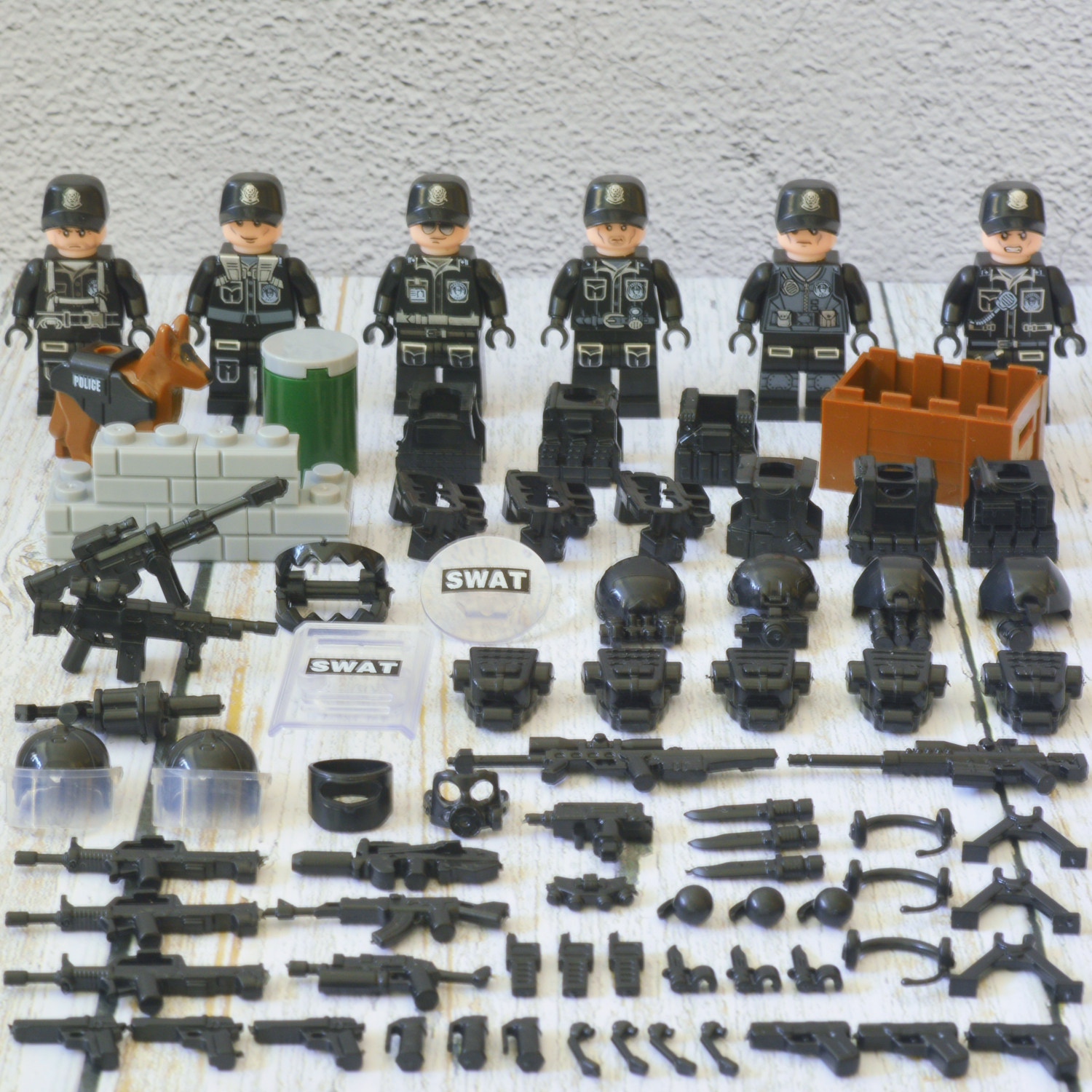 热销积木军事系列_海陆空军事系列swat特警沙龙防爆部队积木小人仔