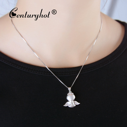 纯银天使吊坠银项链女锁骨链3d硬银天使宝宝可刻字生日礼物送女友