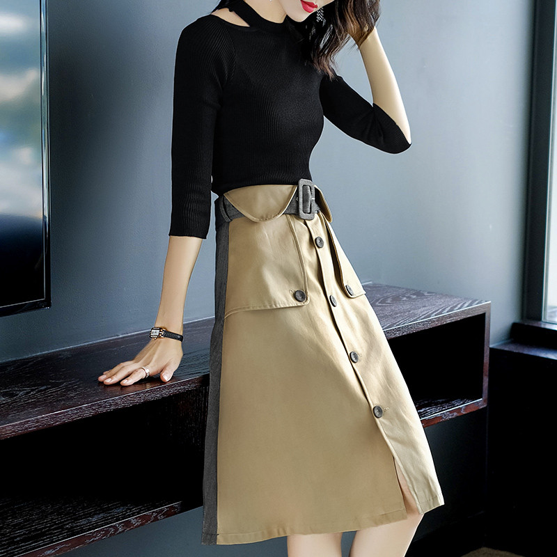 a字裙套装 显瘦