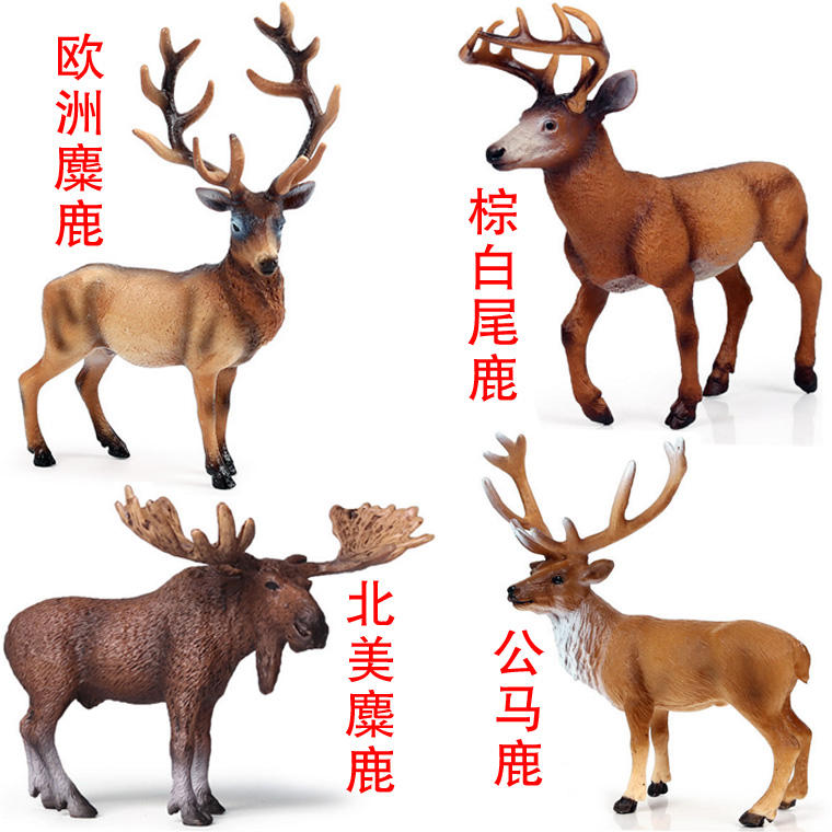 麋鹿摆件 树脂动物模型 北美麋鹿欧洲麋鹿白尾鹿马鹿驼鹿玩偶优惠券