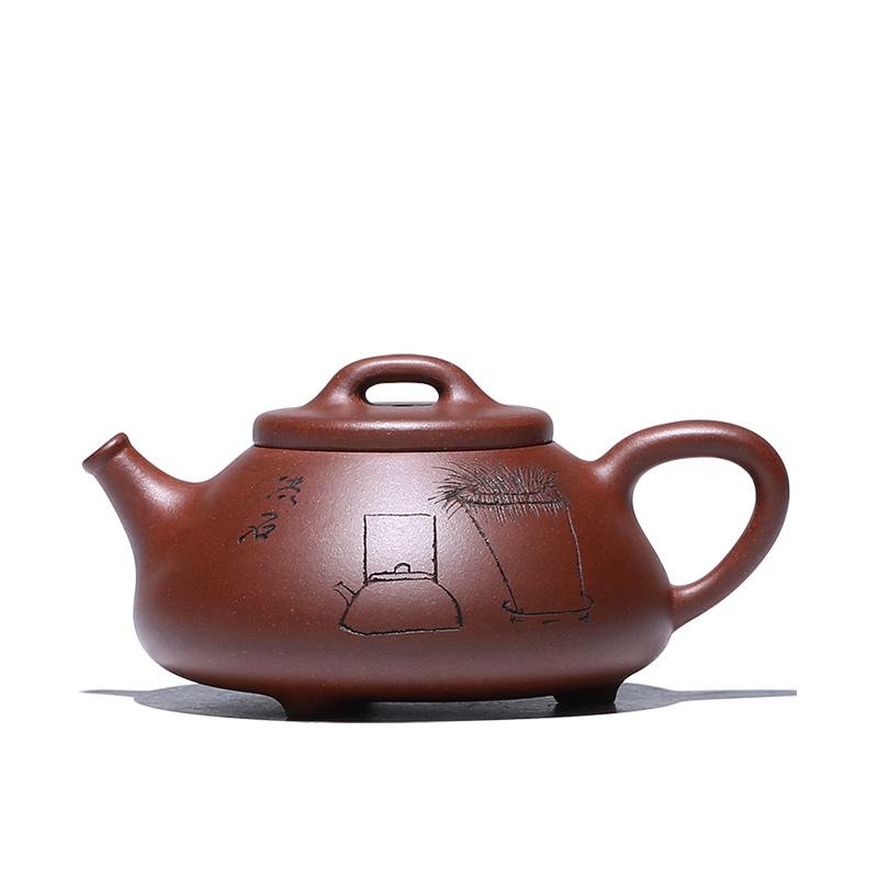 藏壶天下名家戴晨光纯全手工家藏老底槽清逸趣石瓢壶刻绘刻字荪妙