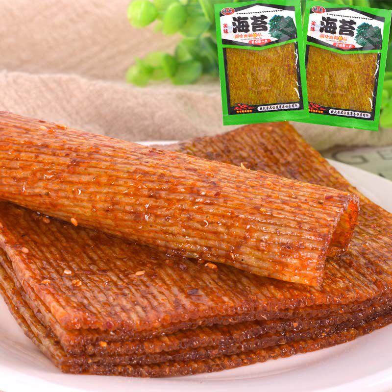 特价80后辣片_80后休闲怀旧零食海苔辣条素食26克辣条大辣片(30包包邮