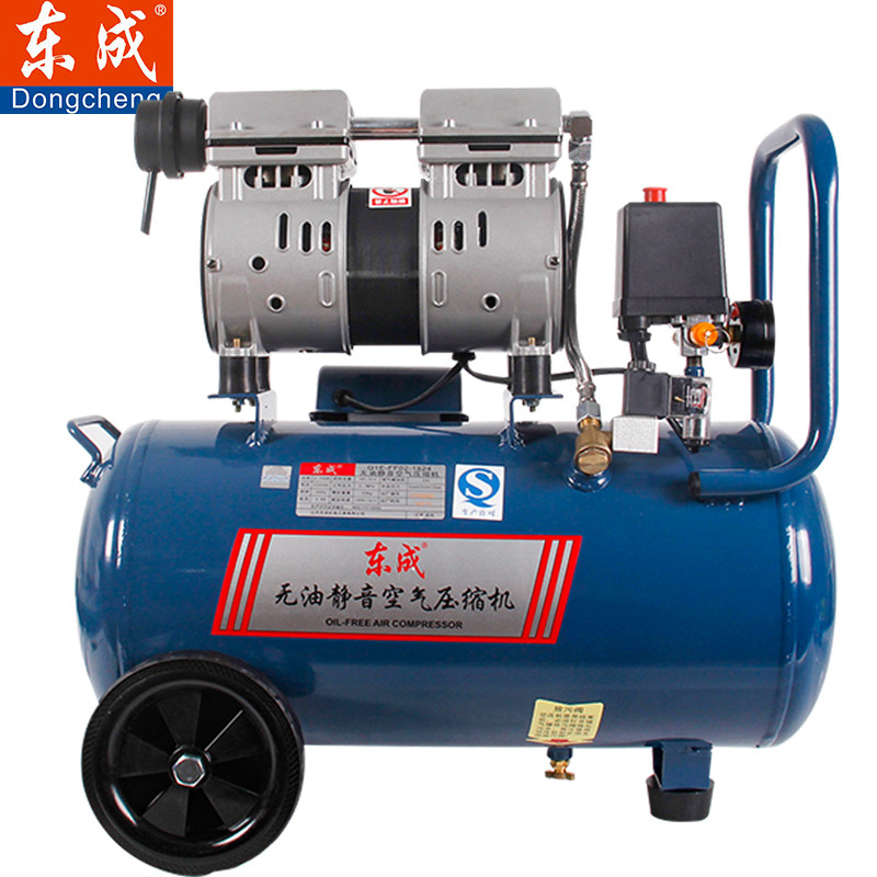 东成气泵空压机ff02-1824静音无油空气压缩机喷漆木工牙科充气泵