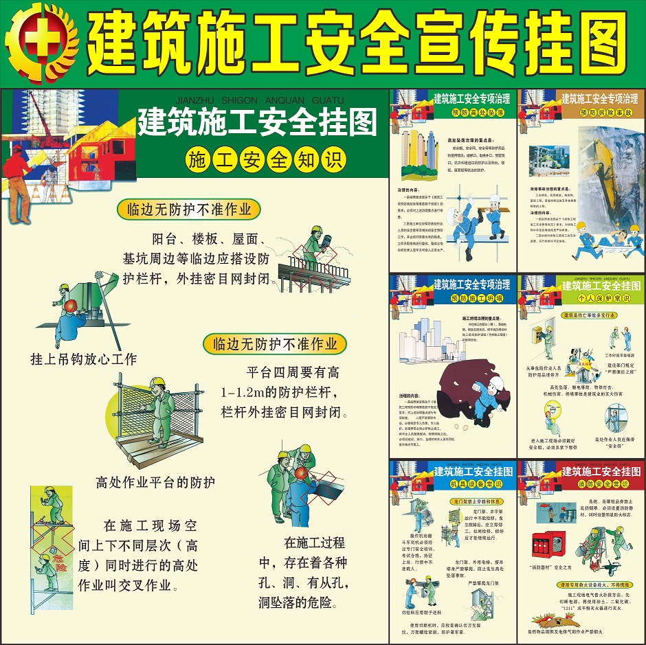 建筑工地施工安全挂图生产责任标语管理制度岗位职责海报宣传挂画