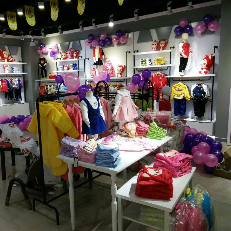 童装店设计效果图货架展示架上墙组合柜流水台落地式中岛架陈列架