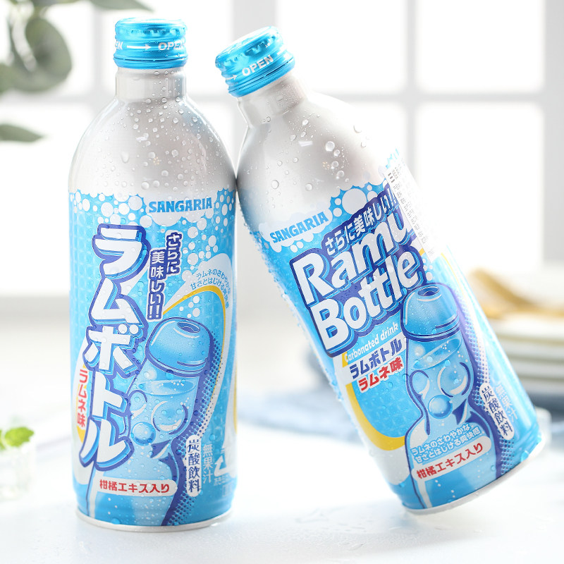 热销日本饮料_日本进口饮料*三佳利sangaria柠檬味波子汽水铝罐500g
