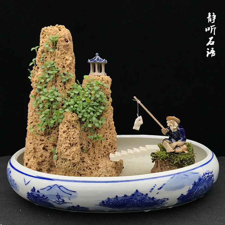 盆景假山石 石头 造景_吸水石盆景上水石假山盆景摆件上水石原石天然