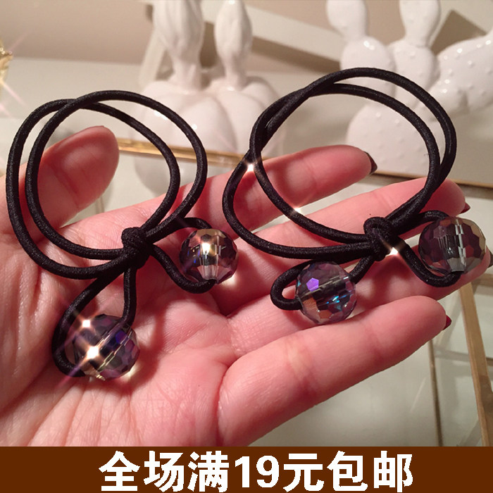 基础款实用双层高弹力皮筋水晶球发绳水晶头绳马尾绳
