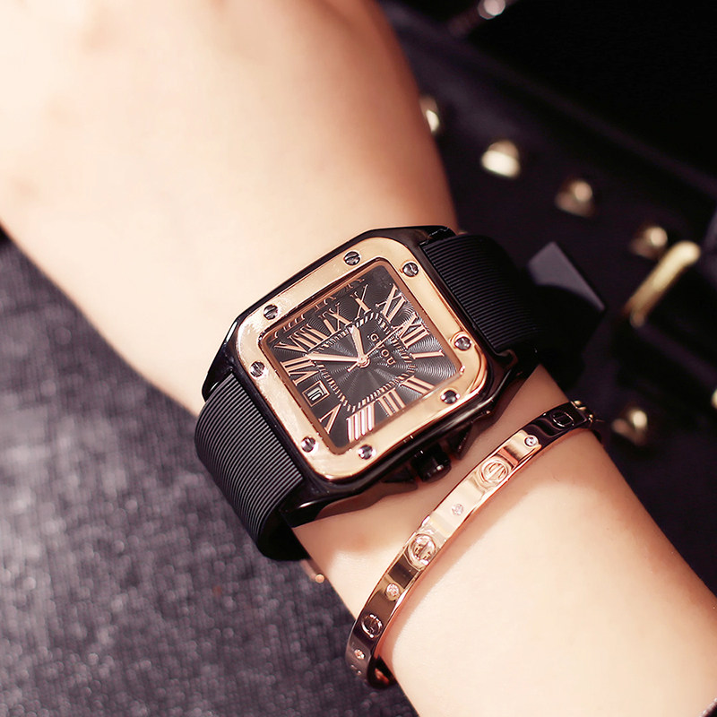 00 老年手表石英男女防水手表弹力带中老年人石英腕表钢带弹簧带石英