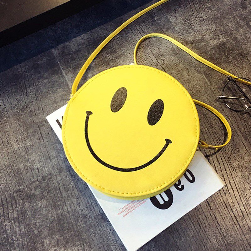 笑脸包 迷你_潮新款女包圆形包包笑脸表情可爱迷你pu小圆包韩版卡通单