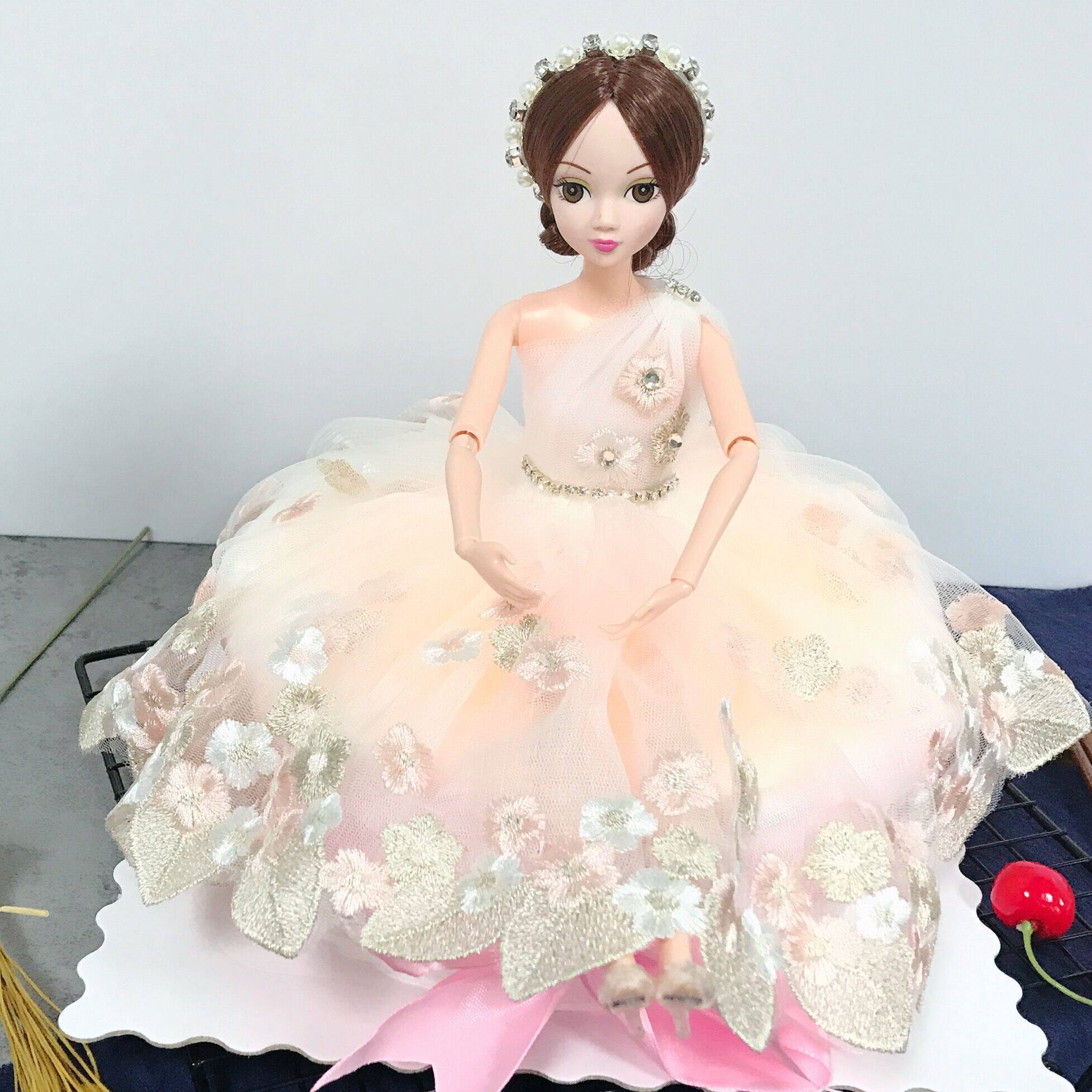 特价芭比公主蛋糕_创意芭比娃娃公主亮灯婚纱女孩儿童生日蛋糕定制