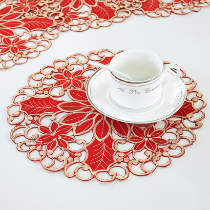 花木 田园镂空杯垫 手工雕绣花瓶垫餐盘垫碗垫隔热垫圆餐垫长餐垫_7折