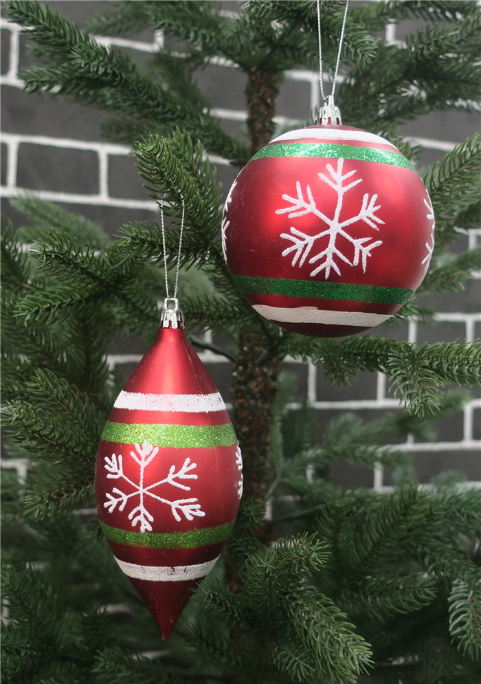 热销圣诞树挂件 吊饰_圣诞彩绘球圣诞树装饰吊饰10cm圣诞彩绘雪花球双