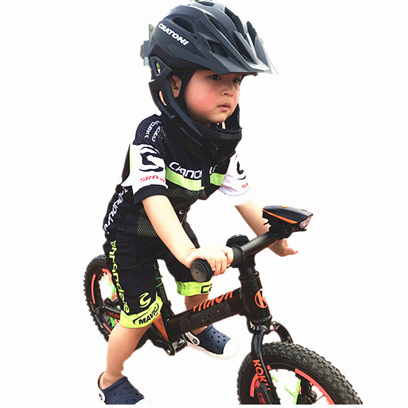 春夏季亲子儿童平衡车骑行服短袖套装山地自行