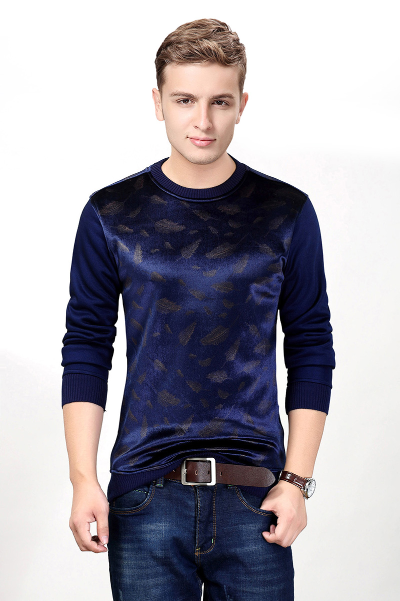 中年男士加绒加厚保暖内衣贴身圆领单件上衣打底衫爸爸装可外穿冬