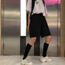 夏季韩版ins原宿风纯色百搭运动裤子宽松直筒坠感休闲短裤男女潮