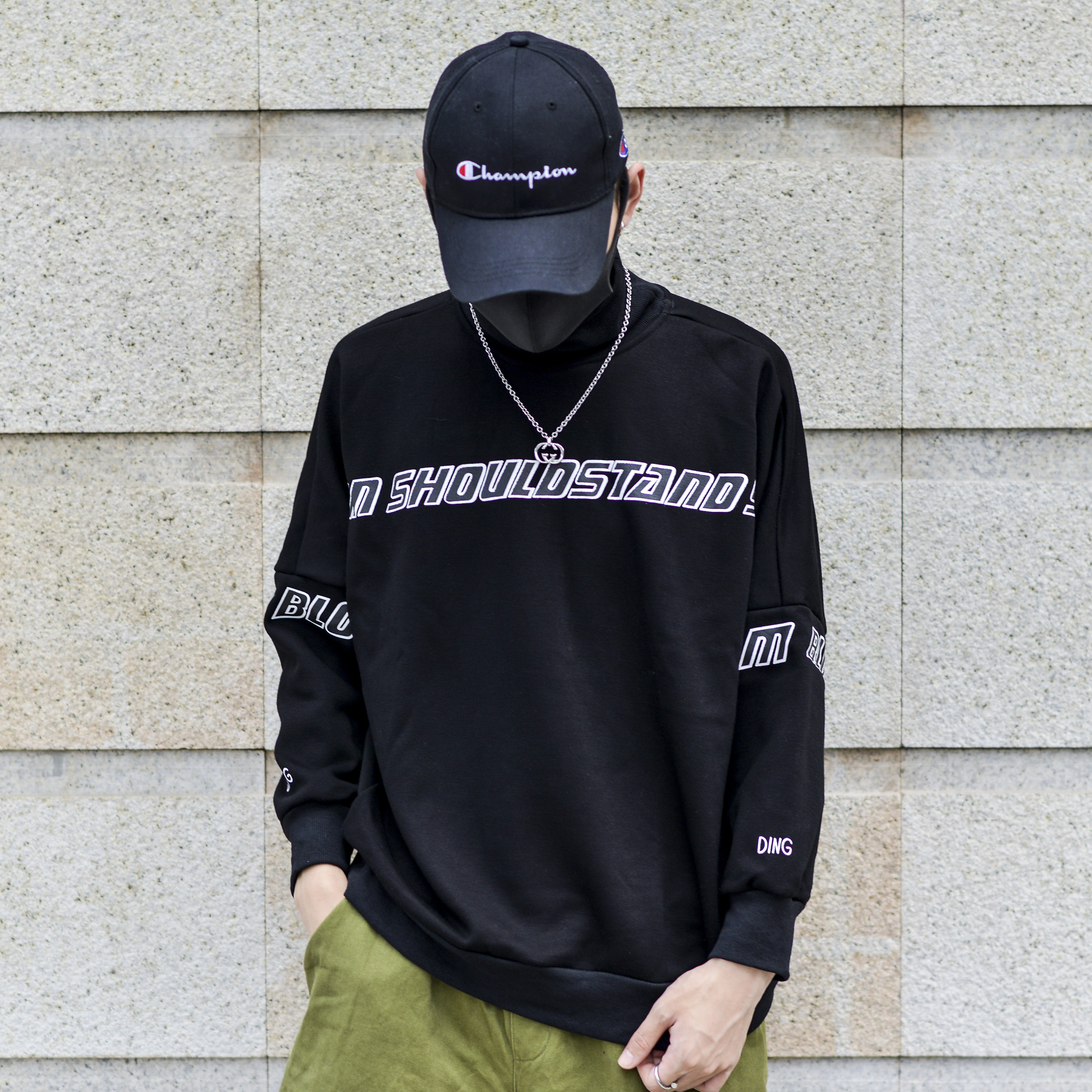 高领卫衣男嘻哈_秋冬国潮高街宽松oversize高领卫衣男女嘻哈潮牌情侣