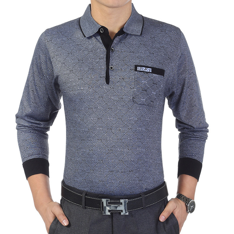 50中老年男士春装翻领长袖体恤打底衫60到70多岁老头衫爷爷秋衣服