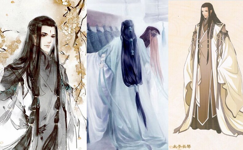 帝都动漫cosplay假发 cos 古剑奇谭 太子长琴 古装男款 定做假毛