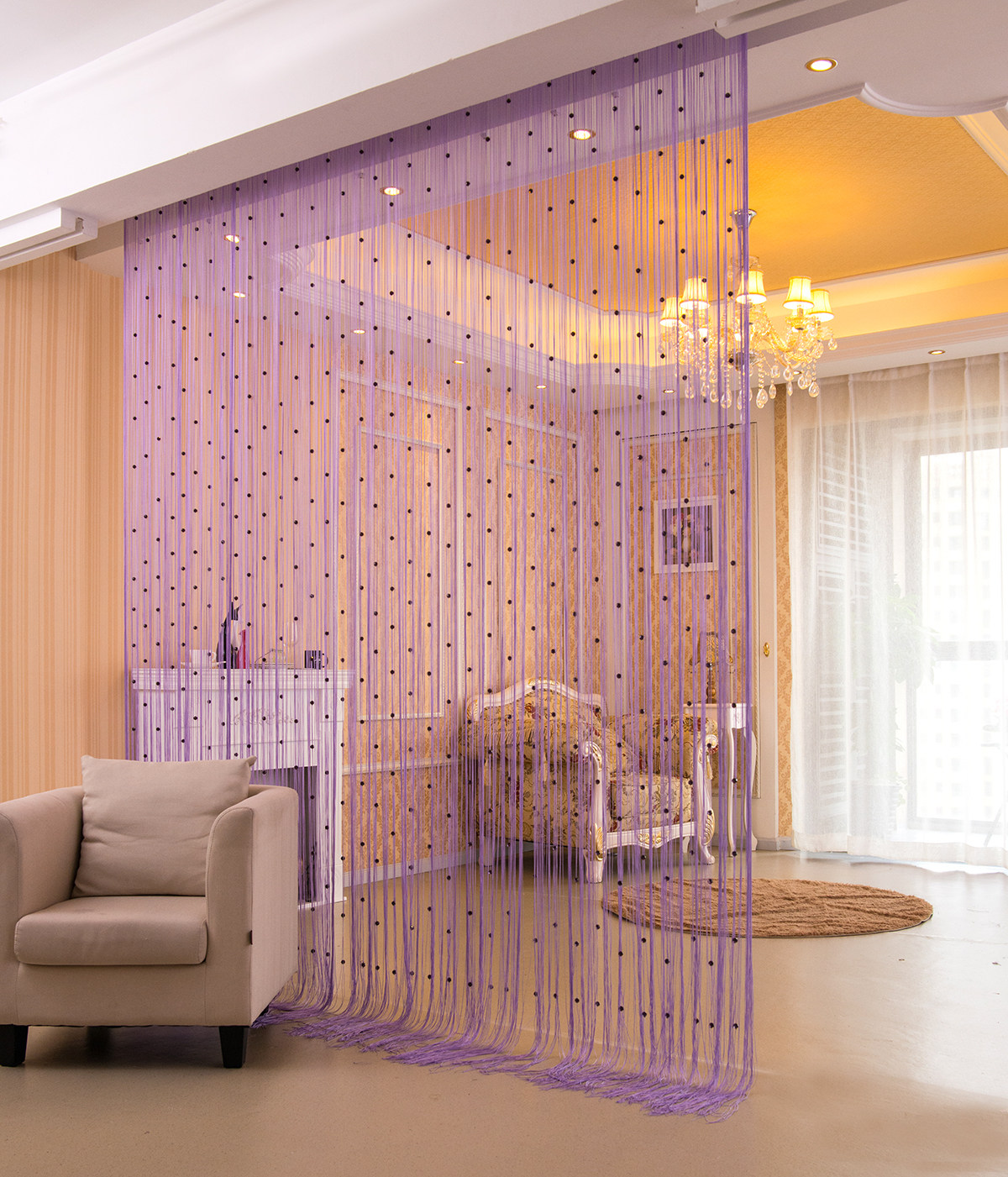 一折门帘珠帘线帘_k9水晶线帘珠帘门帘加密隔断帘装饰帘子卧室客厅