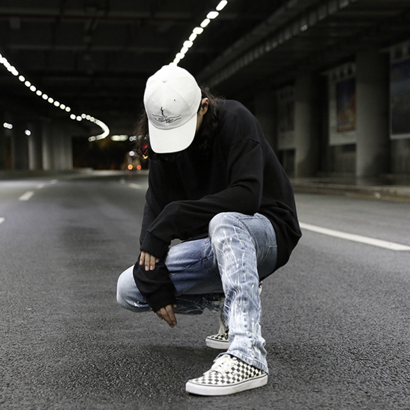 【特价】权志龙破洞gd高街大破洞修身弹力小脚牛仔专柜正品