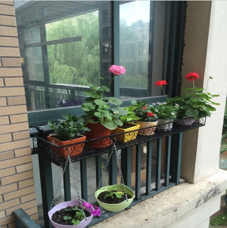铁艺栏杆花架护栏悬挂花架阳台挂式花盆架种菜