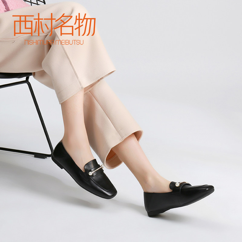 名物2018新款百搭小白鞋平底系带皮鞋乐福鞋女方头11841 - 360购物