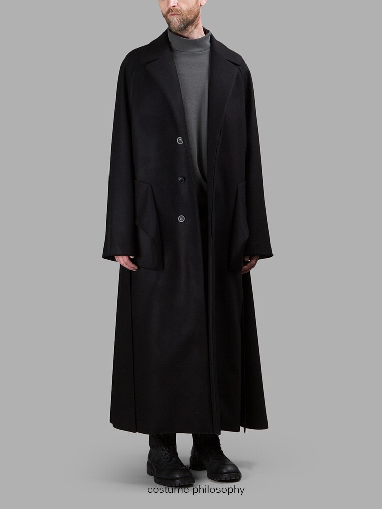 山本耀司yohji yamamoto毛妮大衣 超宽松 长款 针织羊毛