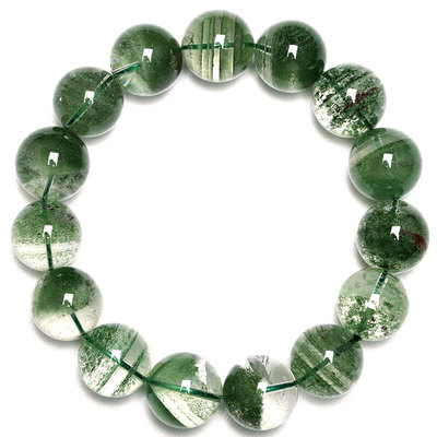 天然水晶绿幽灵手链女千层山聚宝盆绿幽灵手串男女款一物一图