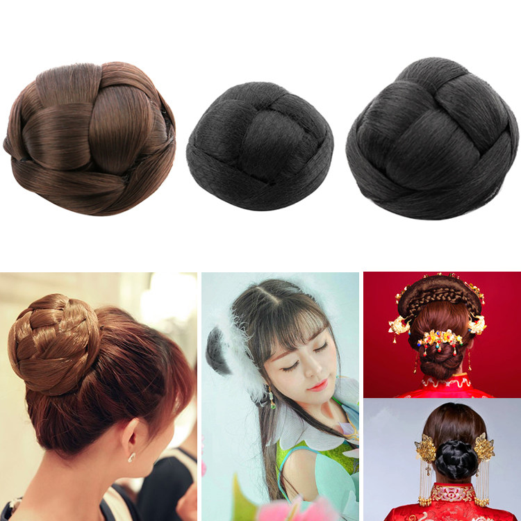 头花 盘发_演出黑色假发发包发腕发髻丸子头花苞 秀和新娘假发盘发