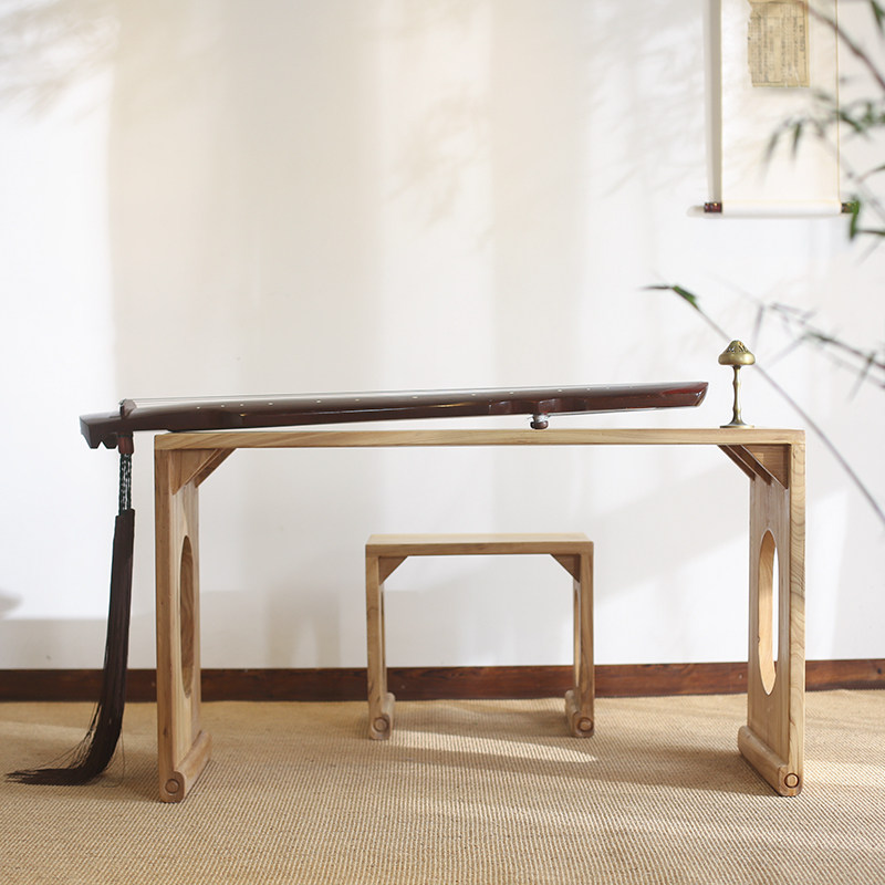 热销琴桌_古琴桌凳 老榆木桌子 中式共鸣实木简约古筝支架琴台禅意