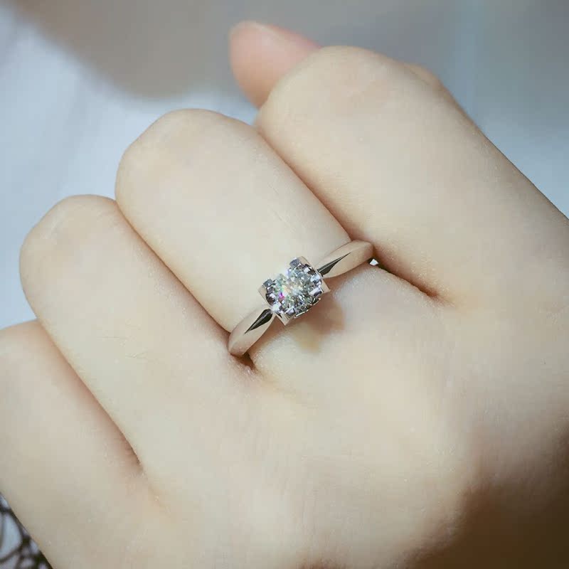 晨诺珠宝18k白金牛头钻戒 经典显钻款牛头戒托 求婚订婚钻戒定制