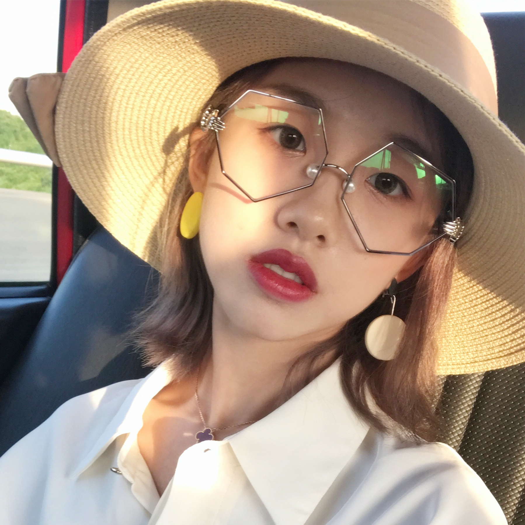 易烊千玺同款眼镜男阿沁不规则平光杨幂八角眼