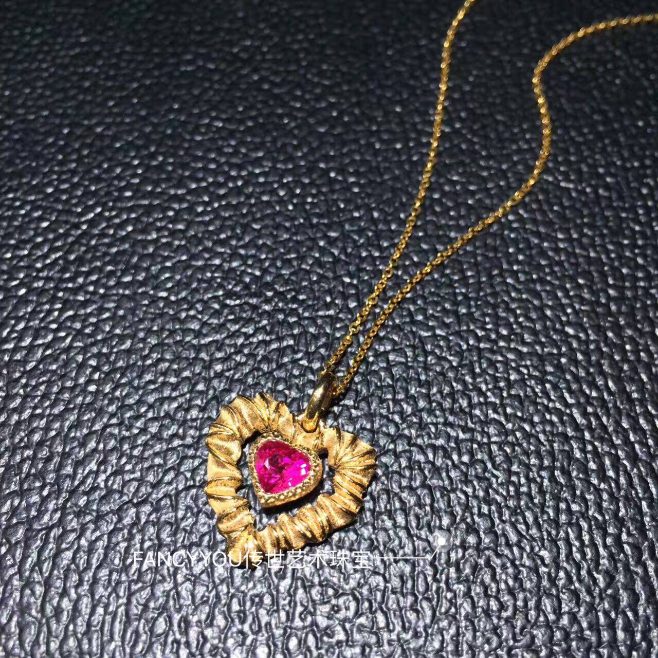 绸缎项链_fancyyou-曼妙心芒 意大利丝滑绸缎质感红宝石爱心心形项链