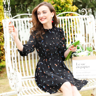 小清新碎花雪纺连衣裙2018新款女装春装七分