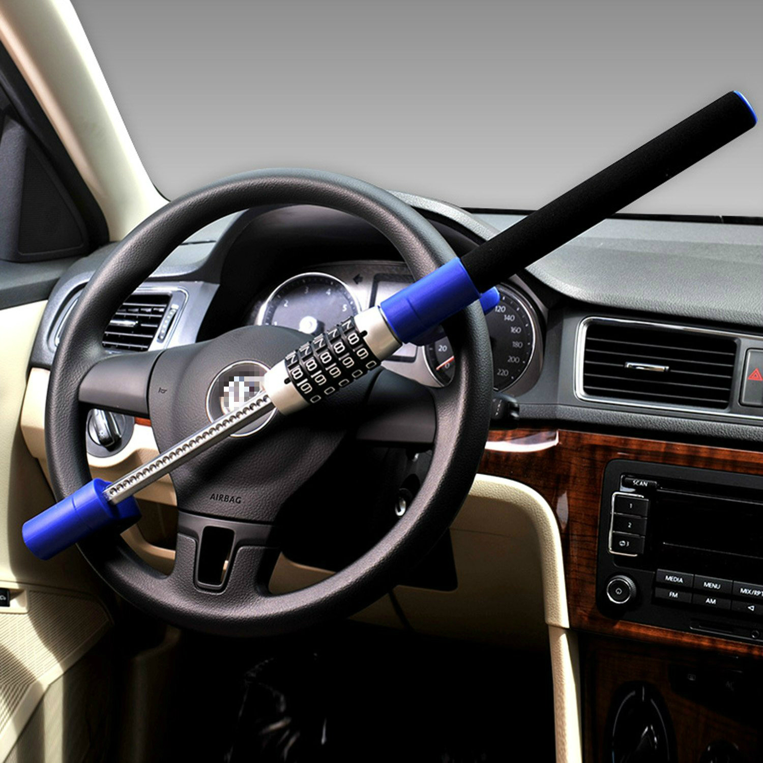 方向盘锁防盗锁 汽车锁具方向锁气囊锁 报警防身车头锁