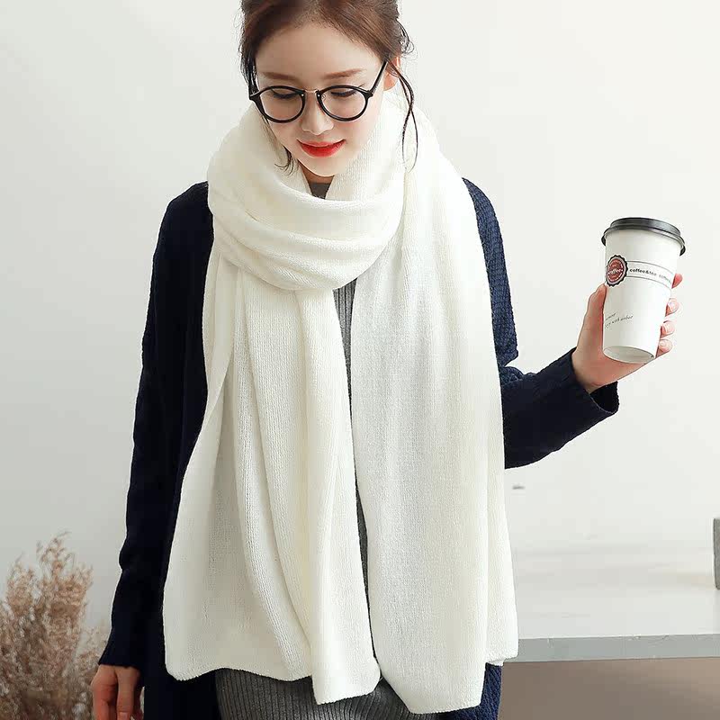 白色围巾女冬季 加厚