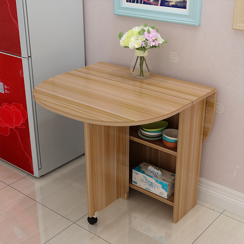 现代简约小户型可伸缩简易折叠餐桌椅组合圆形长方形4人6饭桌家用