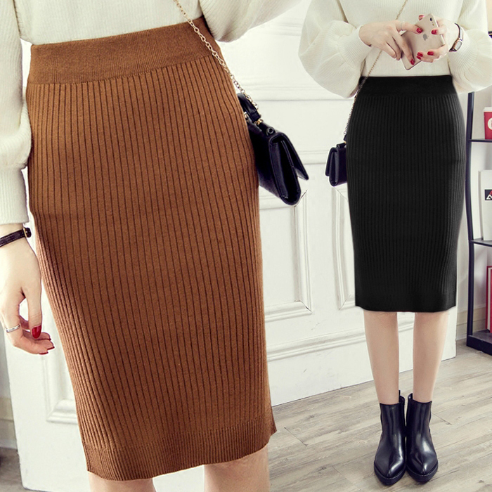裙子冬女 半身裙毛线_2018新款开叉针织半身裙包臀裙一步裙中长款秋冬